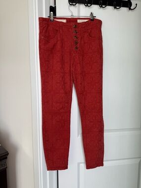 Pilcro and the Letterpress High-Rise Textured Red Pants